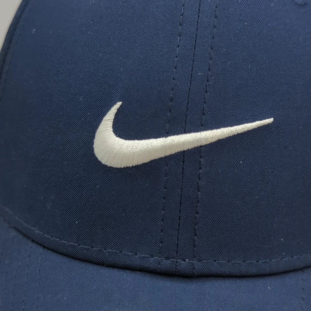 Nike Legacy91 Hat Cap Strap Back Navy Blue White Center Swoosh Golf Lightweight
